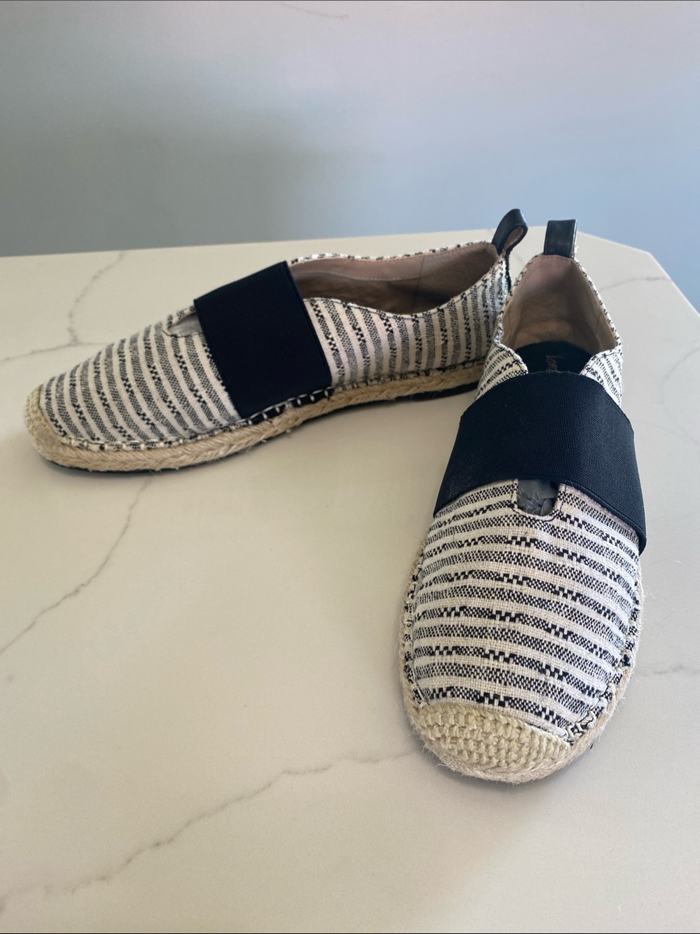 Lord & Taylor Fyona Black and Cream Striped Slip-On Espadrilles Women 8